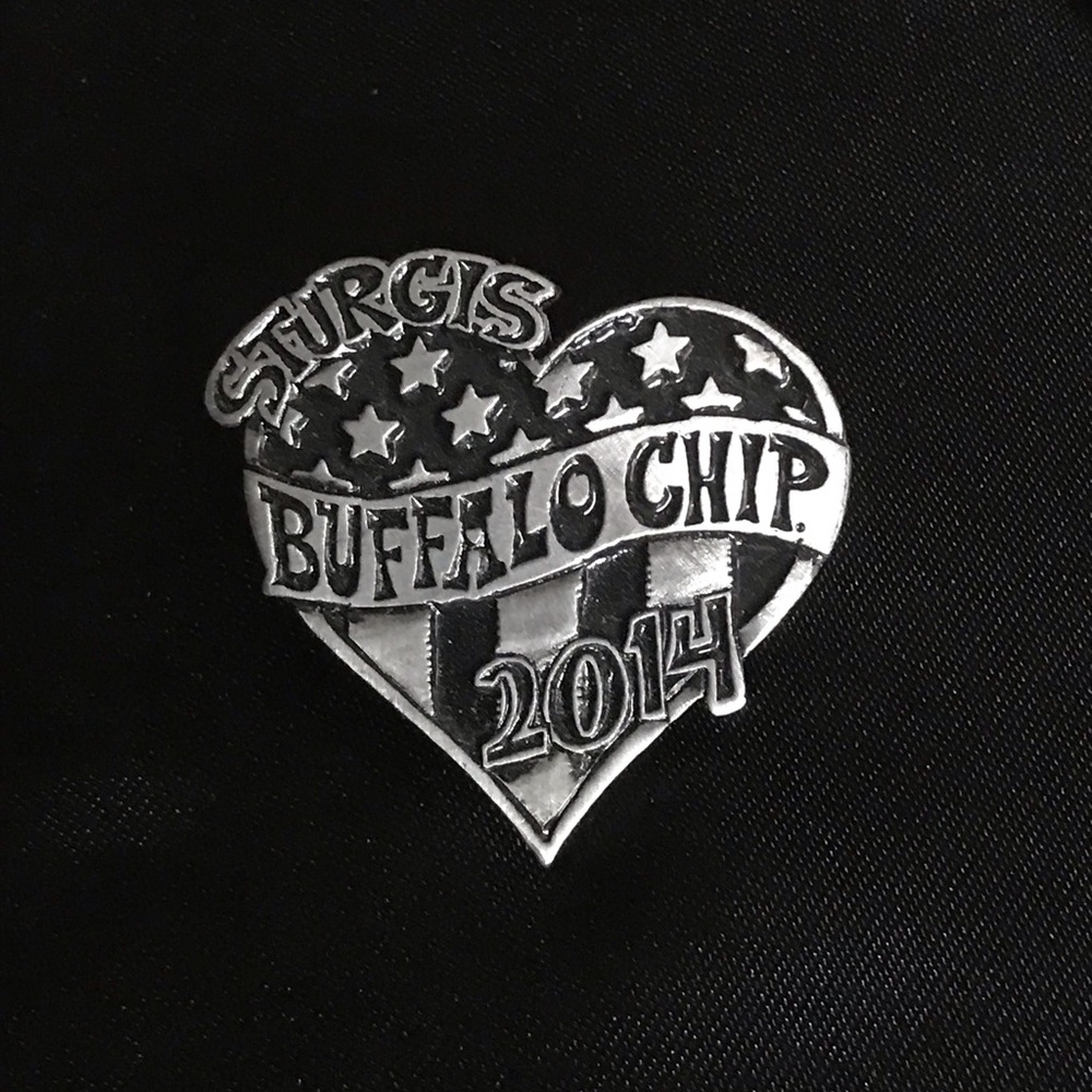 STURGIS BIKER RALLY 2014 HEART PIN FROM THE WORLD FAMOUS BUFFALO CHIP